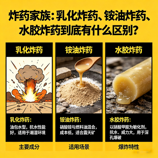大丰炸药家族：乳化炸药、铵油炸药、水胶炸药到底有什么区别？